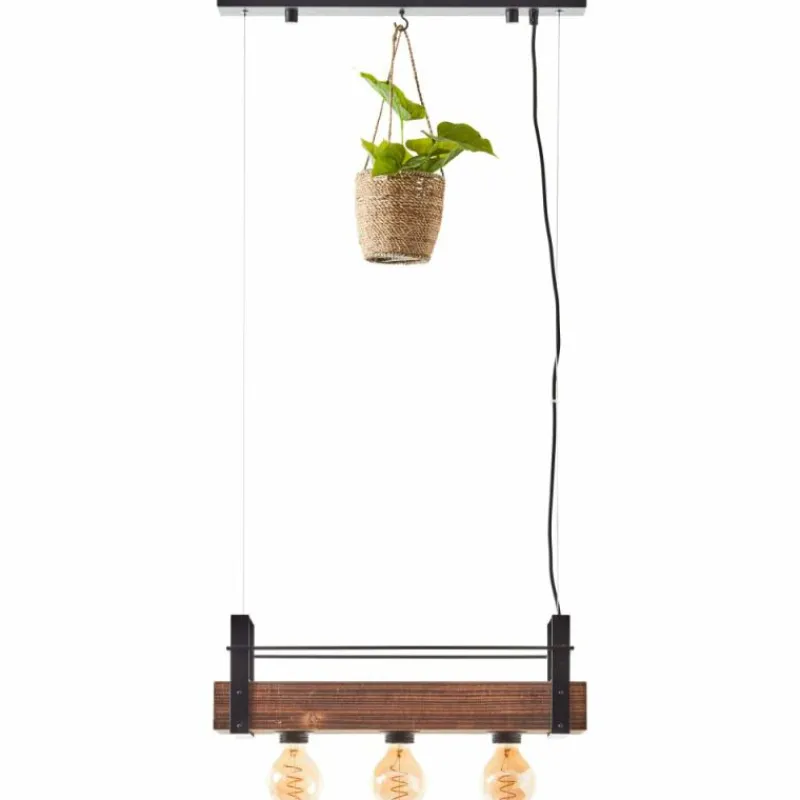 Style Boho-Chic-Luminaires Brilliant Suspension Brilliant-Leuchten Bankwood Noir, 3 lumières