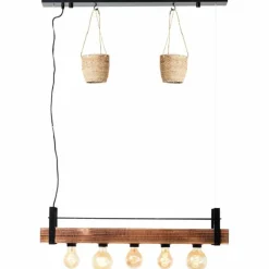 Style Boho-Chic-Luminaires Brilliant Suspension Brilliant-Leuchten Bankwood Noir, 5 lumières