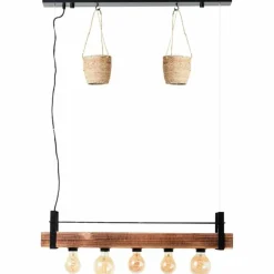 Style Boho-Chic-Luminaires Brilliant Suspension Brilliant-Leuchten Bankwood Noir, 5 lumières