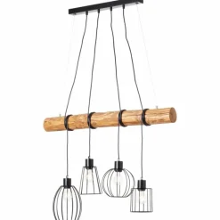 Lampes Vintages & Rétros-Luminaires Brilliant Suspension Brilliant-Leuchten Keyla Écru, Noir, 4 lumières