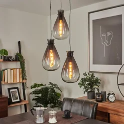 Suspension Verre Fumé-hofstein Suspension Brolla Noir, 3 lumières