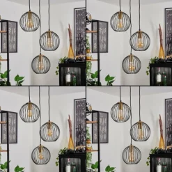 Lampes Vintages & Rétros-hofstein Suspension Buihomau Noir, 3 lumières