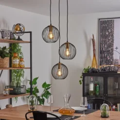 Lampes Vintages & Rétros-hofstein Suspension Buihomau Noir, 3 lumières