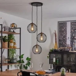 Lampes Vintages & Rétros-hofstein Suspension Buihomau Noir, 3 lumières