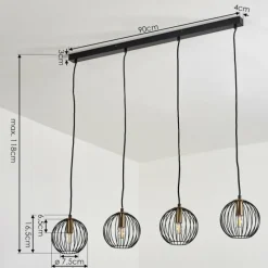 Lampes Vintages & Rétros-hofstein Suspension Buihomau Noir, 4 lumières