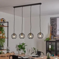 Lampes Vintages & Rétros-hofstein Suspension Buihomau Noir, 4 lumières