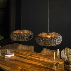 Style Boho-Chic-hofstein Suspension Burgase Anthracite, 2 lumières