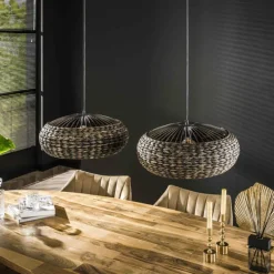 Style Boho-Chic-hofstein Suspension Burgase Anthracite, 2 lumières