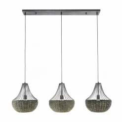 Style Boho-Chic-hofstein Suspension Burgase Anthracite, 3 lumières
