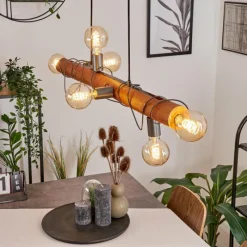 Luminaires Scandinaves-hofstein Suspension Burruyaco Gris, Écru, 6 lumières