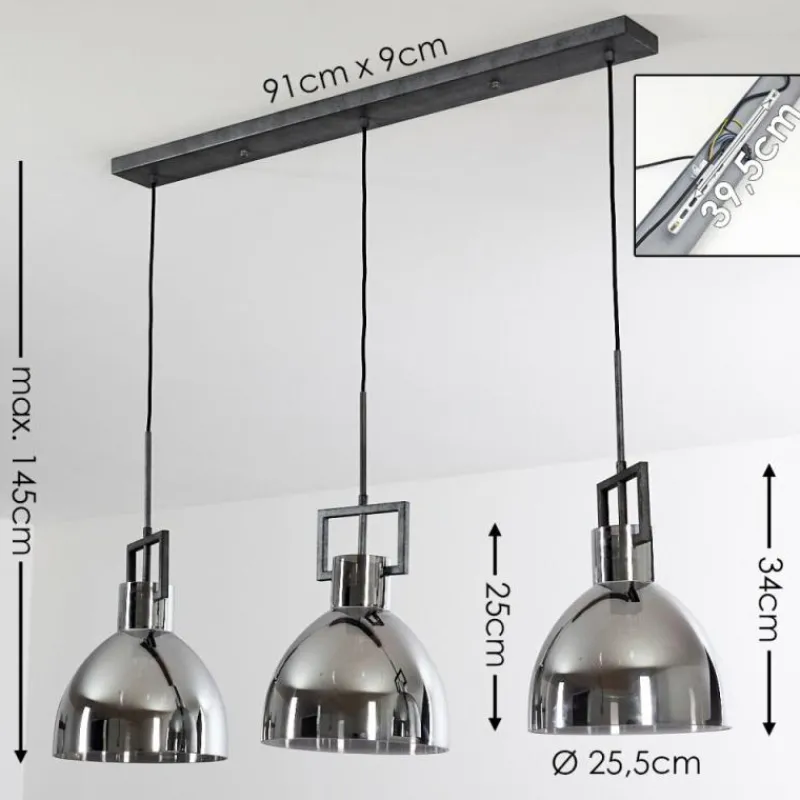 hofstein Suspension Buzova Gris, Noir, 3 lumières
