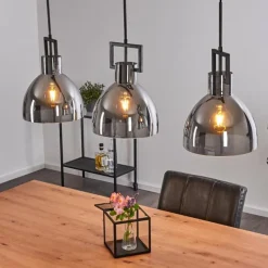 hofstein Suspension Buzova Gris, Noir, 3 lumières