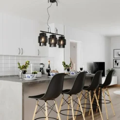 Suspension Verre Fumé-By Rydéns Suspension By Rydens Ebbot Noir, 3 lumières