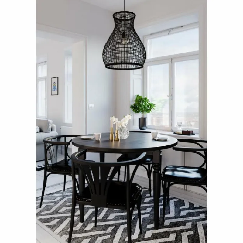 Style Boho-Chic-By Rydéns Suspension By Rydens Seagrass Noir, 1 lumière