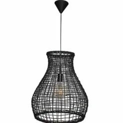 Style Boho-Chic-By Rydéns Suspension By Rydens Seagrass Noir, 1 lumière