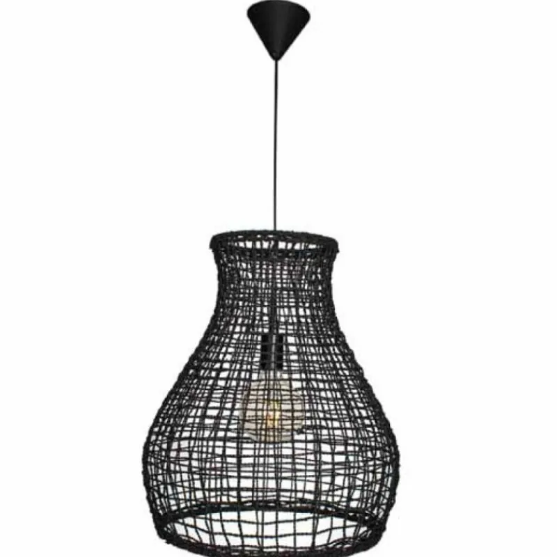 Style Boho-Chic-By Rydéns Suspension By Rydens Seagrass Noir, 1 lumière