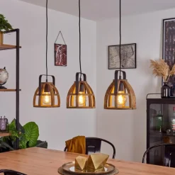 Style Boho-Chic-hofstein Suspension Cailara Écru, Noir, 3 lumières