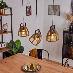 Style Boho-Chic-hofstein Suspension Cailara Écru, Noir, 3 lumières