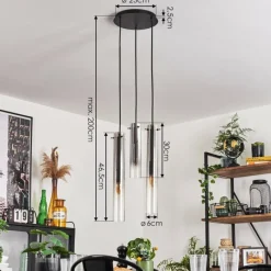 hofstein Suspension Caimitte Clair, Fumé, 3 lumières