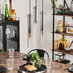 hofstein Suspension Caimitte Clair, Fumé, 3 lumières