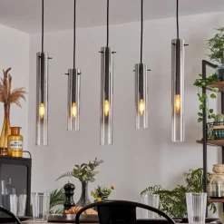 hofstein Suspension Caimitte Clair, Fumé, 5 lumières