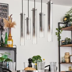 hofstein Suspension Caimitte Clair, Fumé, 5 lumières