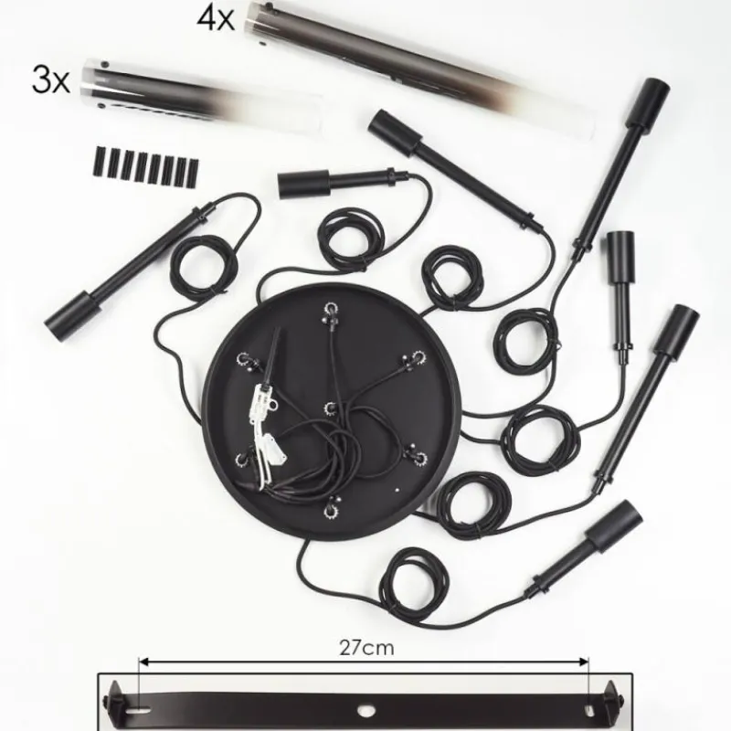 hofstein Suspension Caimitte Noir, 7 lumières