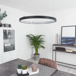 hofstein Suspension Calcium LED Noir, 1 lumière