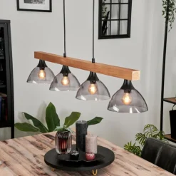 hofstein Suspension Calle Écru, Noir, 4 lumières