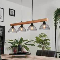 hofstein Suspension Calle Écru, Noir, 4 lumières