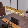Lampes Vintages & Rétros-hofstein Suspension Camotes Bois clair, Nickel mat, 4 lumières