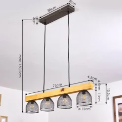 Lampes Vintages & Rétros-hofstein Suspension Camotes Bois clair, Nickel mat, 4 lumières