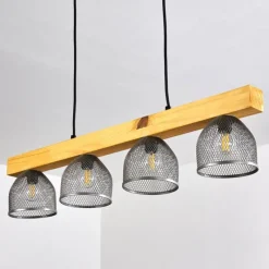 Lampes Vintages & Rétros-hofstein Suspension Camotes Bois clair, Nickel mat, 4 lumières