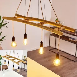 Luminaires Scandinaves-hofstein Suspension Canazei Brun, Bois clair, Noir, 4 lumières