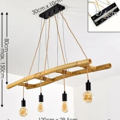 Luminaires Scandinaves-hofstein Suspension Canazei Brun, Bois clair, Noir, 4 lumières
