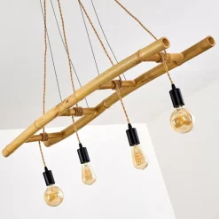 Luminaires Scandinaves-hofstein Suspension Canazei Brun, Bois clair, Noir, 4 lumières