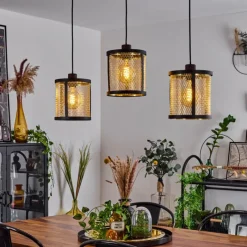 Lampes Industrielles-hofstein Suspension Candelaria Noir, 3 lumières