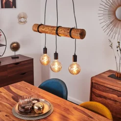 Luminaires Scandinaves-hofstein Suspension Canedo Brun, 3 lumières