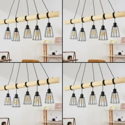 Luminaires Scandinaves-hofstein Suspension Canedo Brun, 5 lumières