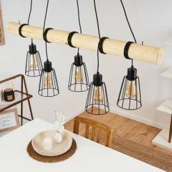 Luminaires Scandinaves-hofstein Suspension Canedo Brun, 5 lumières