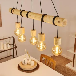 Luminaires Scandinaves-hofstein Suspension Canedo Brun, 5 lumières