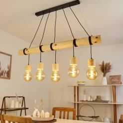 Luminaires Scandinaves-hofstein Suspension Canedo Brun, 5 lumières