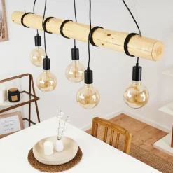 Luminaires Scandinaves-hofstein Suspension Canedo Brun, 5 lumières