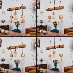 Luminaires Scandinaves-hofstein Suspension Canedo Brun foncé, Noir, 3 lumières