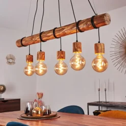 Lampes Vintages & Rétros-hofstein Suspension Canedo Brun, Noir, 5 lumières