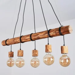 Lampes Vintages & Rétros-hofstein Suspension Canedo Brun, Noir, 5 lumières