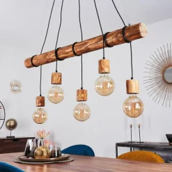 Lampes Vintages & Rétros-hofstein Suspension Canedo Brun, Noir, 5 lumières