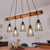 Lampes Vintages & Rétros-hofstein Suspension Canedo Brun, Noir, 5 lumières