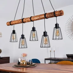 Lampes Vintages & Rétros-hofstein Suspension Canedo Brun, Noir, 5 lumières