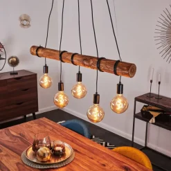 Lampes Vintages & Rétros-hofstein Suspension Canedo Brun, Noir, 5 lumières